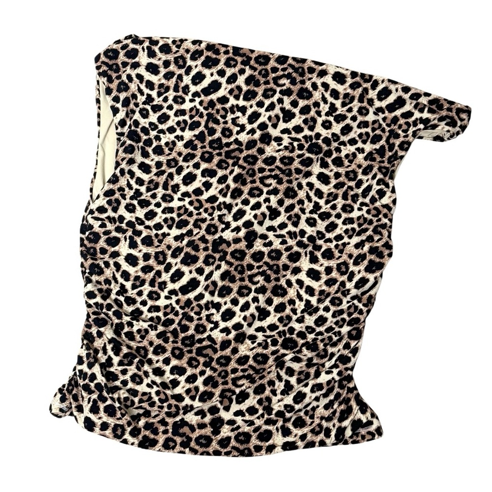 SUUKSESS Double Lined Leopard Print Crop Top, Ruched Side, One Shoulder Size S - Picture 7 of 8